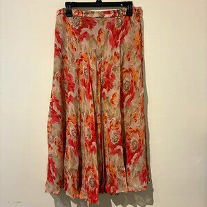 Pink & Orange Floral Maxi Skirt - Women's XL